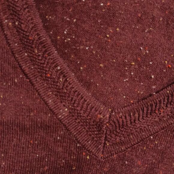 Talbots Med Maroon Multicolor Flecked V-Neck Sweater Cotton Blend Lightweight - Picture 8 of 16